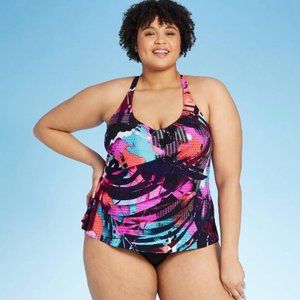 NEW Aqua Green Racerback Tankini - Graffiti Print